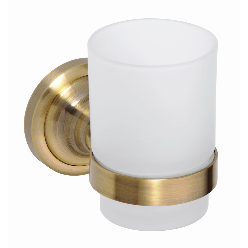 C1210-Glas-med-hallare-Classic-Brons-C1210-1.jpg Tandborsthållare Duschbyggarna CLASSIC BRONS Enkel - Bild 1