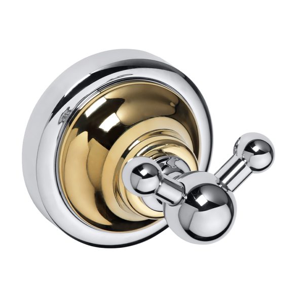 Dubbel handdukskrok, krom/guld Classic Duschbyggarna