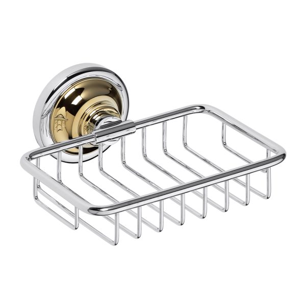 Tvålkopp med Hållare Duschbyggarna CLASSIC KROM/GULD Korg