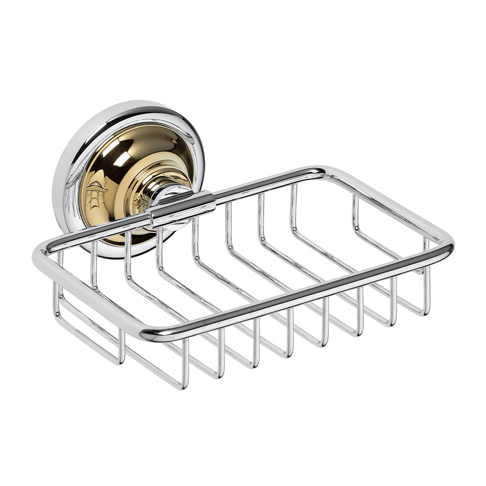 C1409-Tvalkorg-Classic-Krom-Guld-C1409-1.jpg Tvålkopp med Hållare Duschbyggarna CLASSIC KROM/GULD Korg - Bild 1