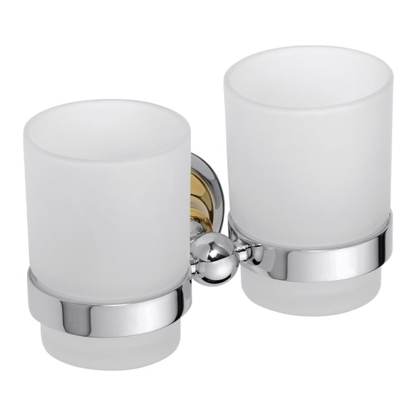 Tandborsthållare Duschbyggarna CLASSIC KROM/GULD Dubbel