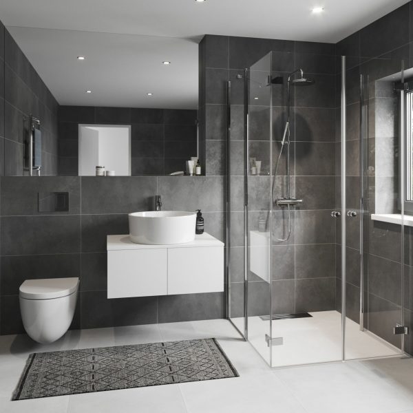 Vikdörrar och skärmvägg i fönsterhörn Prisma 5 högerhörn