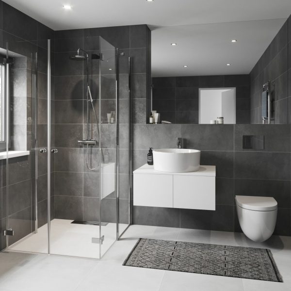 Vikdörrar och skärmvägg i fönsterhörn Prisma 5 vänsterhörn, måttanpassad