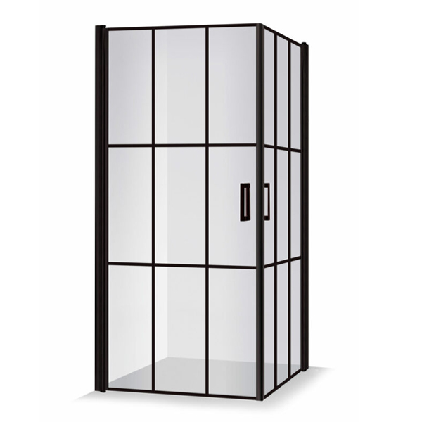 Duschhörna med raka dörrar. Twin Cube Svart Duschbyggarna